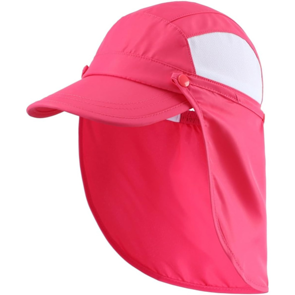 racy Utomhus Barn Solskydd Mössa Mesh UPF50+ Nackskydd Hatt Snabbtorkande Solhattar Hetrosa En Storlek