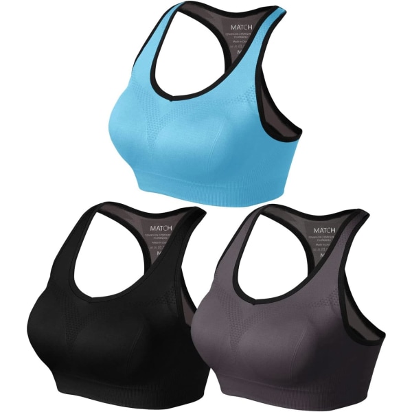 ch Sport-BH för kvinnor Trådlös, sömlös vadderad Racerback Yoga-BH för Workout Gym Activewear med avtagbara kuddar #0001 1 paket med 3 (bla X-Large