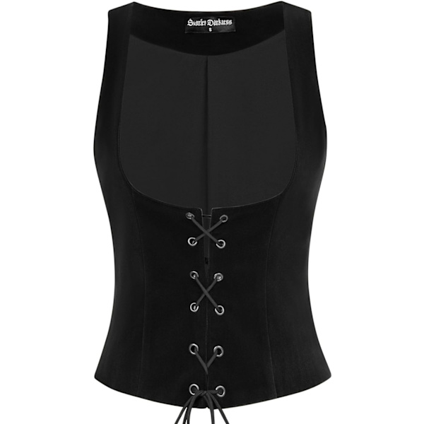 rlet Darkness Kvinnors Renässans Snörning Väst Vintage Dressy Väst Smoking Kostym Västar Sammet Svart Medium