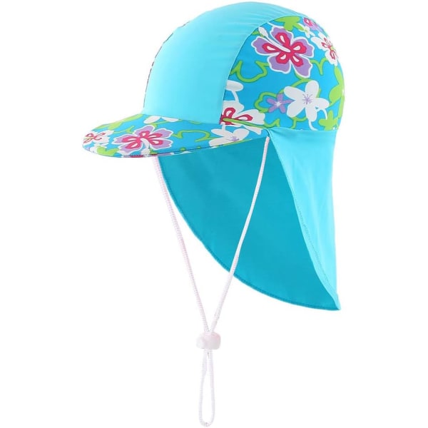 racy Outdoor Kids cap UPF50+ Cap Quick Dry Beach Cap Aqua Flower