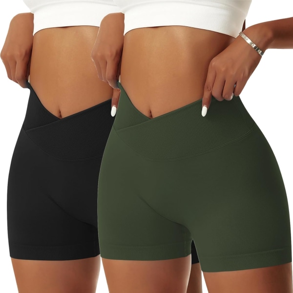 tvie Dam Workout Gym Shorts Booty V Cross Spandex Yoga Biker Shorts Scrunch Butt Hög Midja Atletiska Leggings