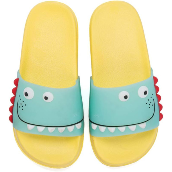 bolury Pojkar Flickor Dinosaurie Slide Sandaler, Barn Inomhus Utomhus Strand Pool Sandaler Anti-Slip Dusch Slide Hem Tofflor Gul 13-13.5 US Little Kid