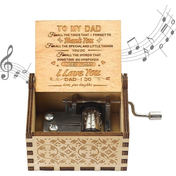 Y are My Sunshine Music Box, Vintage Wood Hand Crank Carved Musical Box för mors dag/födelsedag/jul/halloween/årsdagen, snidad trä M
