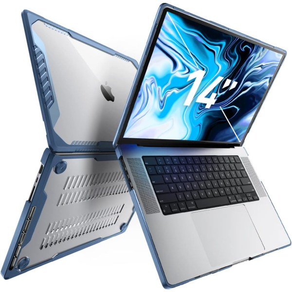 CASE Unicorn Beetle Series Case för MacBook Pro 14 tum (2021 release) A2442 M1 Pro / M1 Max, Dual Layer Hard Shell Prot Azure