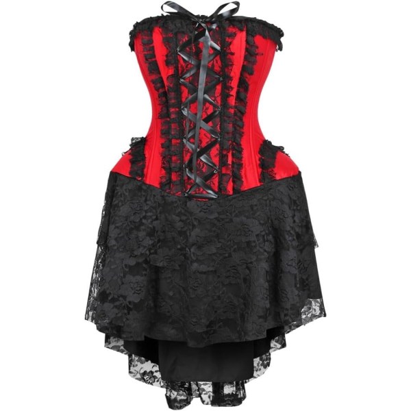 sy corsets Dam Top Drawer Stålfjäder Strapless Röd/Svart Medium