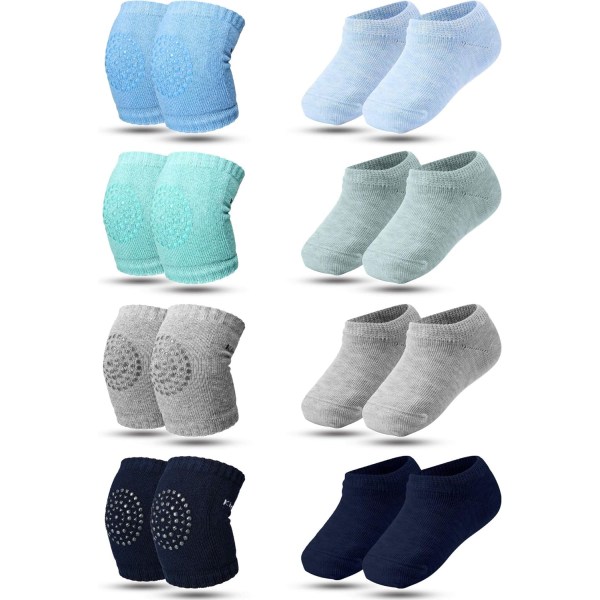 airs Krypande Knäskydd Halkfria Sockor Set Knäskydd Småbarn Benvärmare Unisex Mjuka Bomullssockor för Baby Småbarn Grön, Ljus Gr