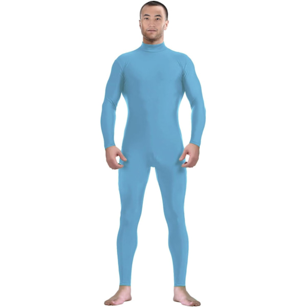 ler herr- och damspandex utan huvud och utan handskar strumpor Zentai kostym body strumpbyxor stretchig cosplay Unitard Body Su ljusblå stor