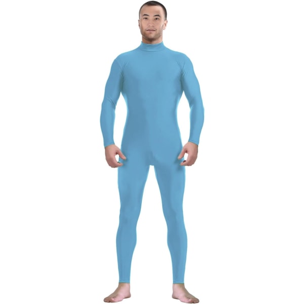 ler Spandex för män och kvinnor utan huvud och utan handskar Strumpor Zentai Costume Body Stretchy Cosplay Unitard Body Su Ljusblå Liten