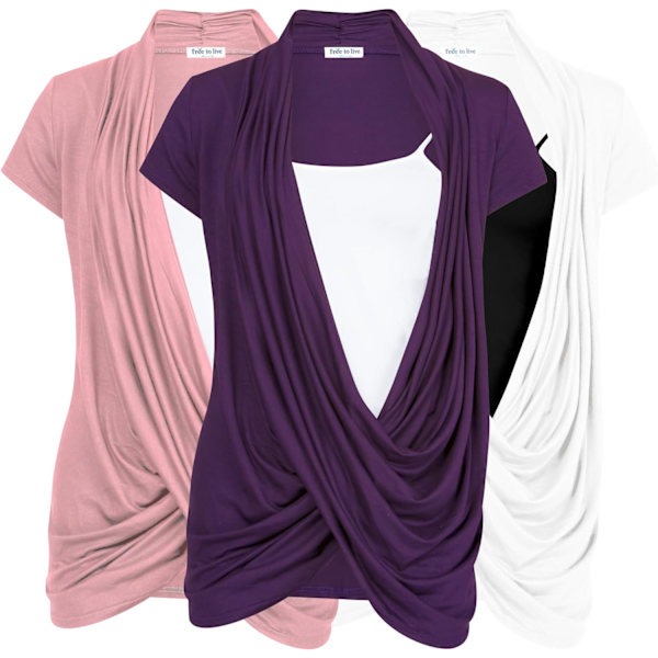 e to Live 3-pack amningstoppar amningströjor Criss Cross-toppar för kvinnor Höst Maternity kläder Kortärmad kofta Lila, Rosa, W X-Large
