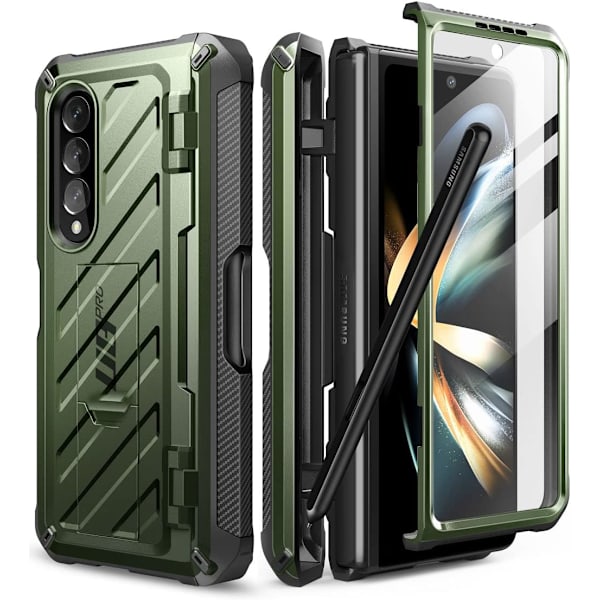 CASE Unicorn Beetle Pro Fodral för Samsung Galaxy Z Fold 4 5G (2022), Helkropp Dubbelskikts Robust Fodral med Inbyggd Scree Guldan