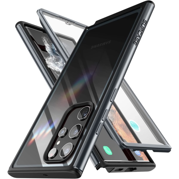 CASE UB Edge Pro Series Case för Samsung Galaxy S22 Ultra 5G (2022 release), Slim Frame Klart case med inbyggd svart