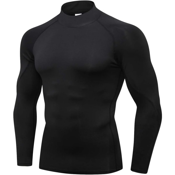 's Kompressionströjor Långärmad Atletisk Träningströjor Gym Undershirts Svart Medium