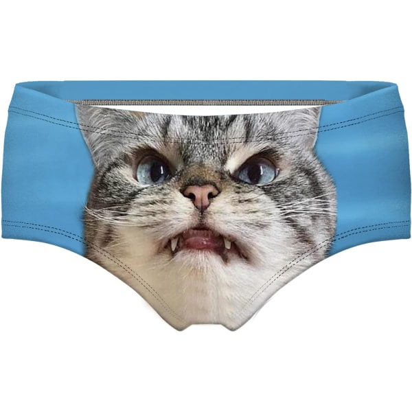 KAIJIA Dam Fashion Flirty Sexy Funny Naughty 3D Tryckt Söta Djur Underkläder Briefs Gåvor Burst Katt Medium