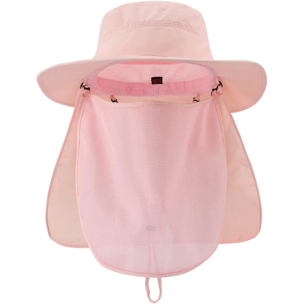 racy herr UPF50+ solhatt bred brätte safarihatt med nackskydd ansiktsmask rosa