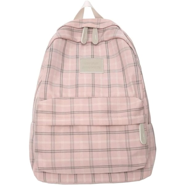 ht Academia Ryggsäck Estetisk Rutig Preppy Laptop Ryggsäck Rutig Ryggsäck för College Resor Arbete Rosa En Storlek