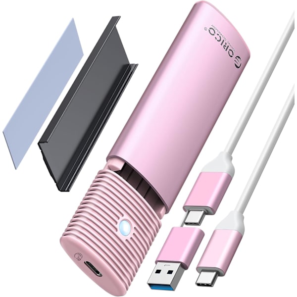 M.2 NVMe SATA SSD-höljesadapter verktygsfri, USB C 3.2 Gen 2 10 Gbps NVME, 5 Gbps NGFF SATA PCIe M-Key(B+M Key) 2230/2242/2260/2280, Aluminium Externa