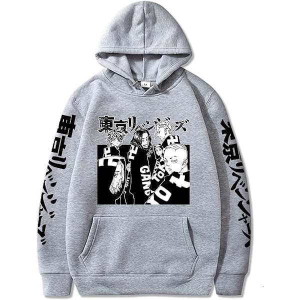 Cosplay Tokyo 3D-tryckt pulloverhuvtröja Halloween-karaktär Merch Anime pullovertröja för unisex vuxen grå-3 XX-Large
