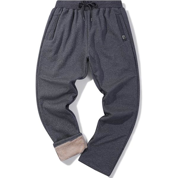 MEA Fleece Joggers Byxor för Män Vinter Aktiv Löpning Sherpa Fodrade Sweatpants 11 Grå  Large