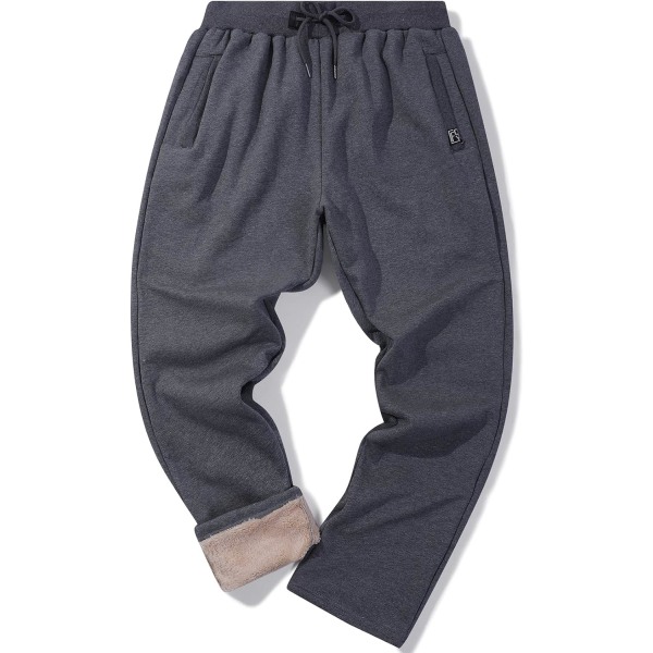 MEA Fleece Joggers Byxor för Män Vinter Aktiv Löpning Sherpa Fodrade Sweatpants 11 Grå  Small