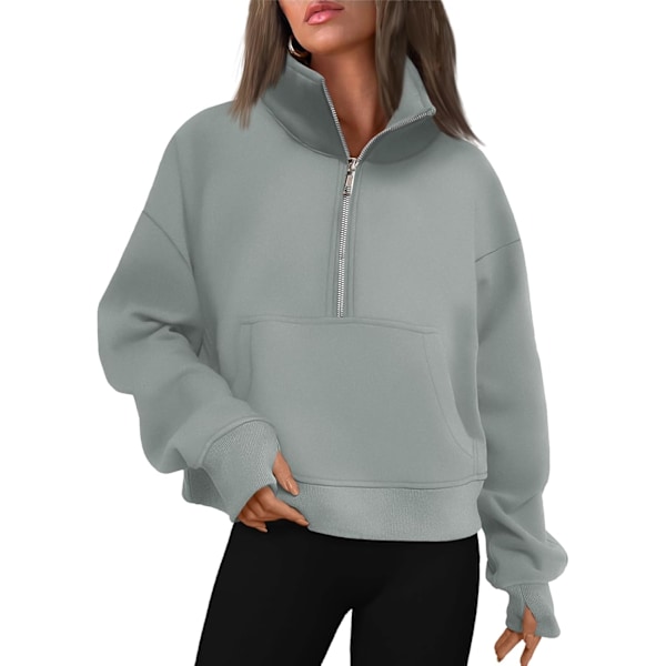 N Dam Oversized Sweatshirts Halv Zip Pullover Fleece Quarter Zip Up Hoodies 2023 Höst Mode Kläder Vinterkläder