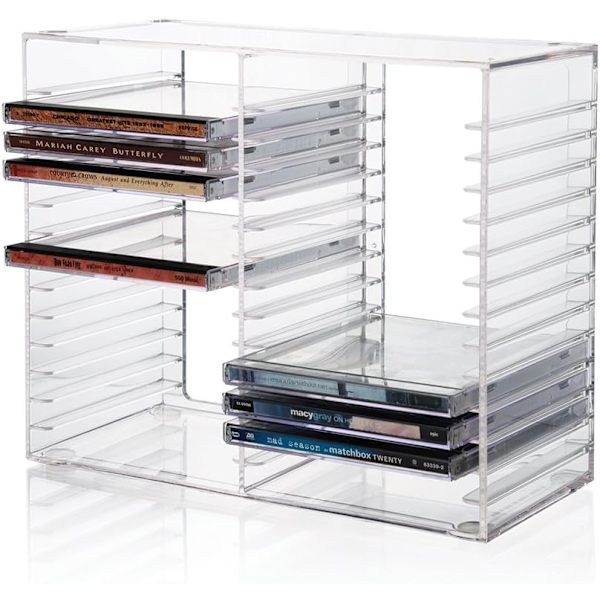 Sckable genomskinlig plast CD-hållare | rymmer 30 standard CD-fodral