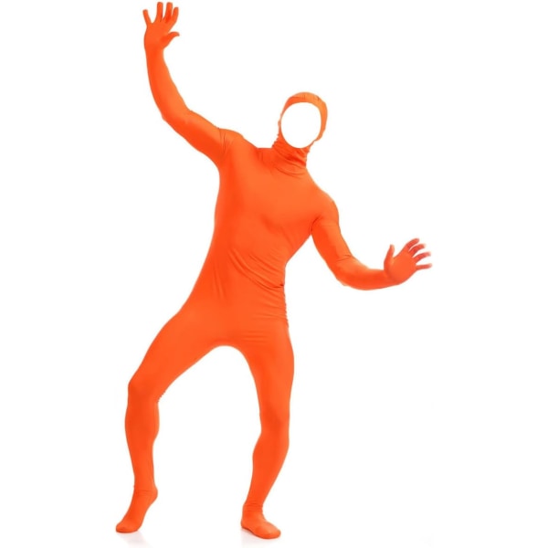 ler Spandex för män och kvinnor med öppet ansikte Helkropps Zentai Kostym Bodysuit Orange Large