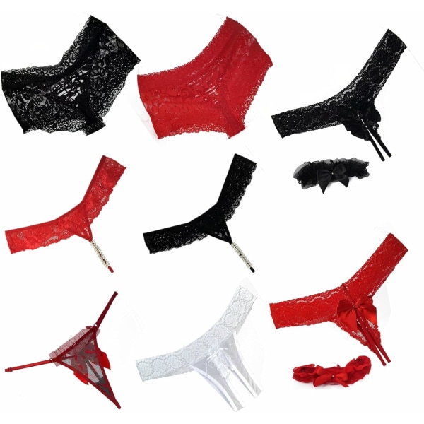 FLOWERS Ultimate Women Special Sexiga underkläder Paket med 8 olika trosor – Boyshort G-String String Stringless – Adju