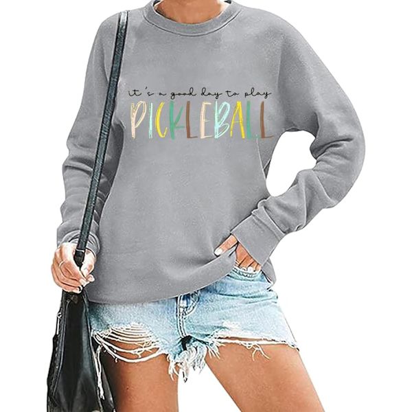 XCD Pickleball Sweatshirt för kvinnor Det är en bra dag att spela Pickleball Långärmade toppar Pickleball spelare presenter Pullovers
