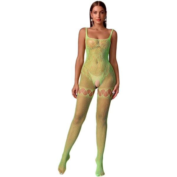 der Whisper Damband Spetsstrumpor Sexiga underkläder Babydoll Body Mesh Jumpsuit Sexiga nätstrumpbyxor Bodycon Green