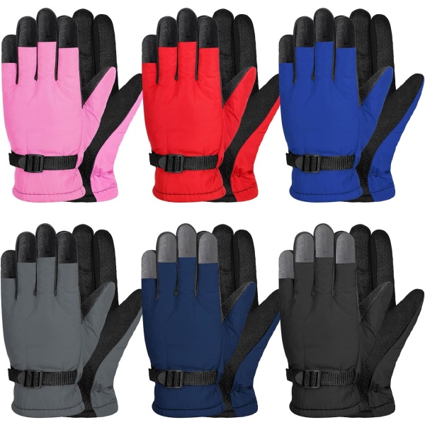 airs Barn Vinterhandskar Vattentäta Skidhandskar Snö Varma Hel Finger Snowboard Unisex Handskar för Kallt Väder Pojkar Flickor Retro Färg 7-12 År