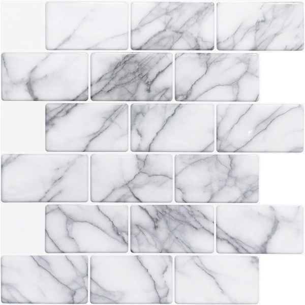 A3d 10-ark Peel and Stick Backsplash Tile för kök (12\"x12\", Grå Subway)