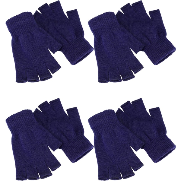 INIOR 4 par vinterhalvvantar stickade fingerlösa vantar varma stretchiga handskar för män och kvinnor marinblå