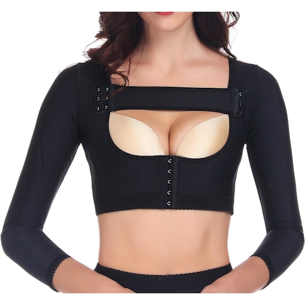 rycard Kompressionsarm Shaper Sleeve Back Lift Trainer Slimmer Vest Kvinnor Kirurgiska Kläder S-3X Svart Liten