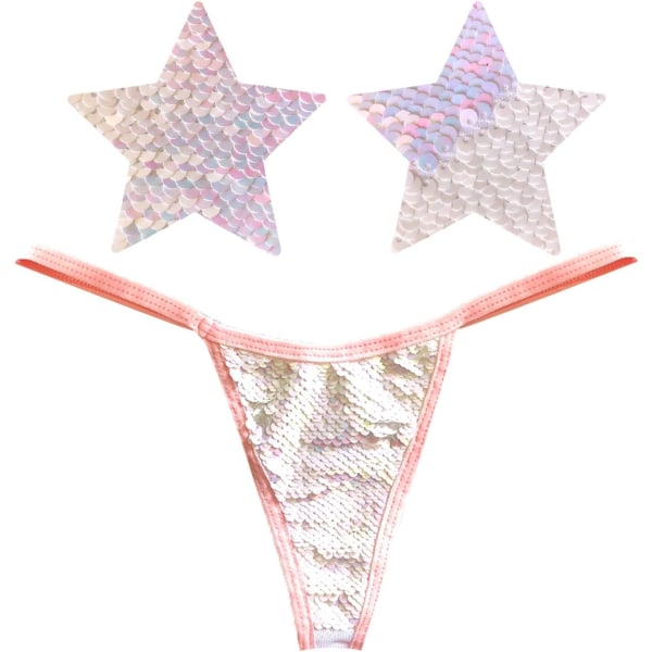 en naken Naughty Nix G-string med matchande Nipztix Pasties Princess Bride