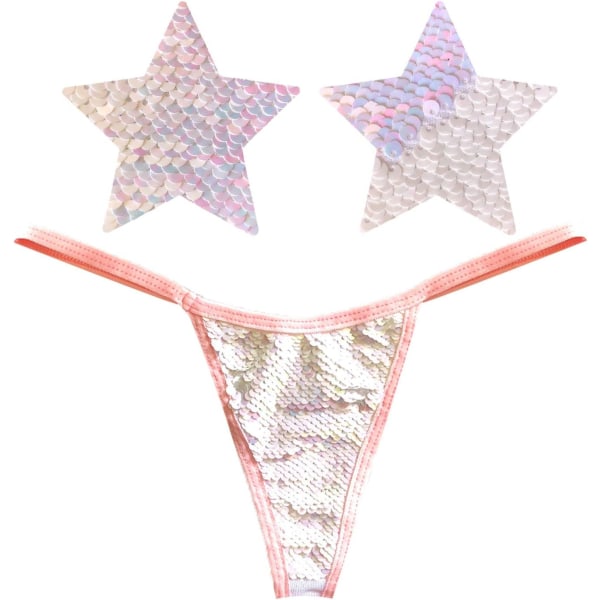 en naken Naughty Nix G-string med matchande Nipztix Pasties Princess Bride