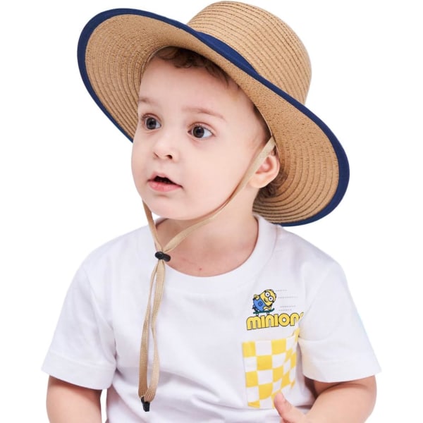 racy Barnens Pojkar Halmhatt Sommar Solskydd Hatt Fällbar Fedora Strandhatt Khaki 2-4T