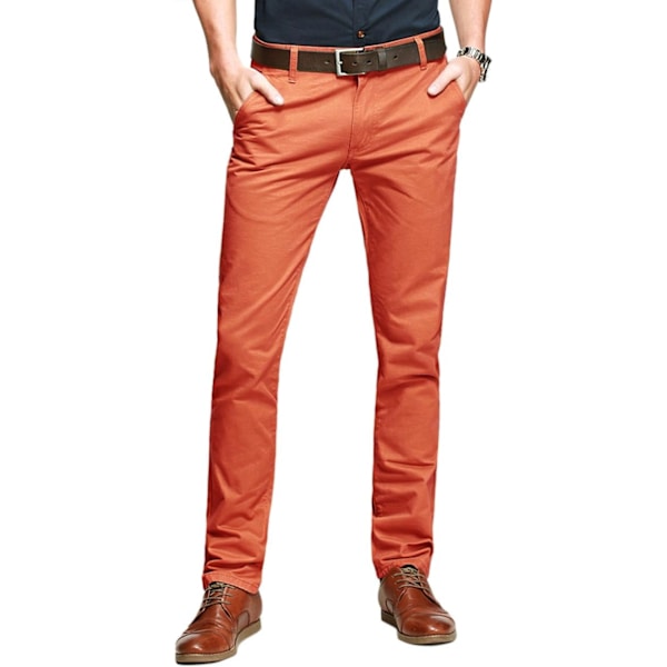 ch herr smal avsmalnande platt front casual byxor orange 36