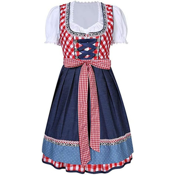 ATPG Bayerska Oktoberfest-dräkt Kvinnor Tyska Traditionella Oktoberfest-kläder Dirndl-klänning Karneval Halloween Bar-servitris Röd Stor
