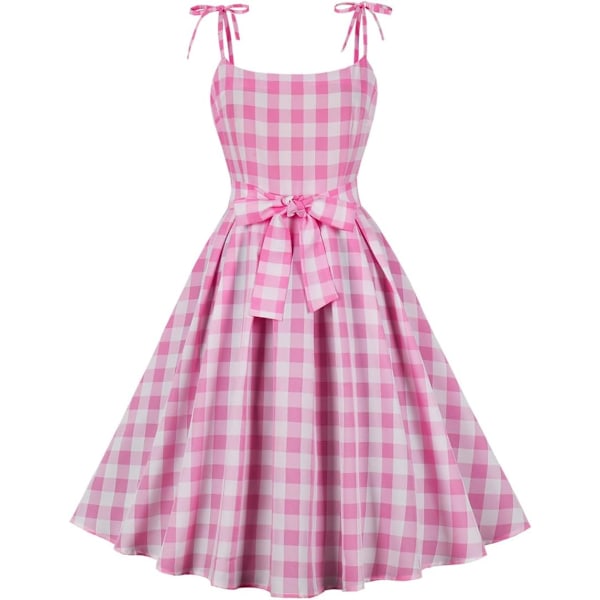Vintage 1950-tals Rockabilly Polka Dots Audrey Hepburn Swing Tea Cap-Sleeve Dress Cocktail 50-tal 60-tal Födelsedagsfest Klänning Rosa & Rosett X-Large