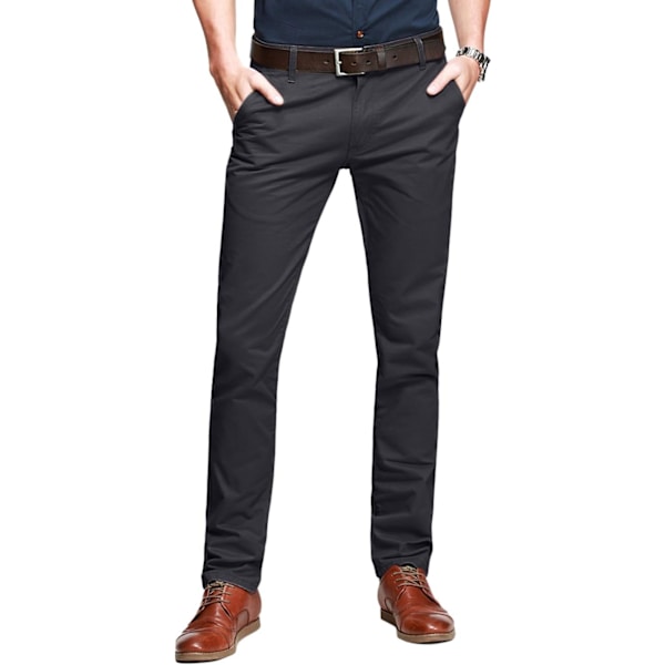ch herr Slim Tapered Flat Front Casual byxor 8134 grå 42W x 31L