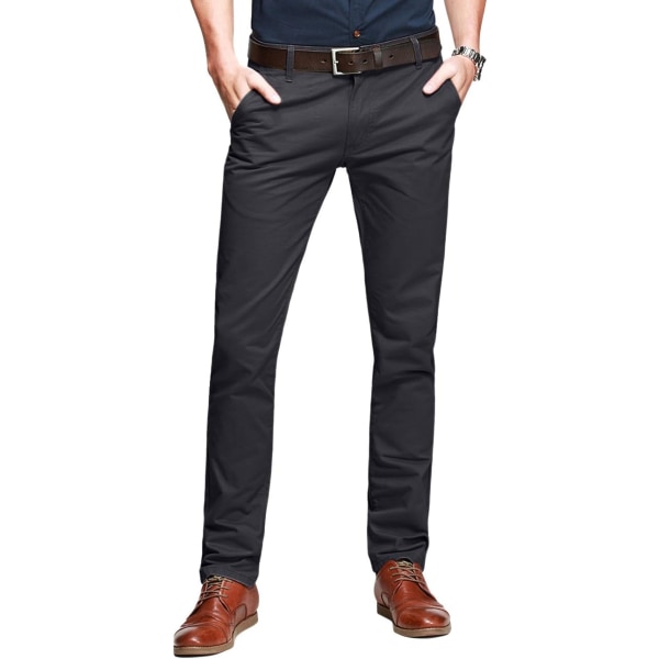 ch Herr Slim Tapered Flat Front Casual Pants 8134 Grå 32