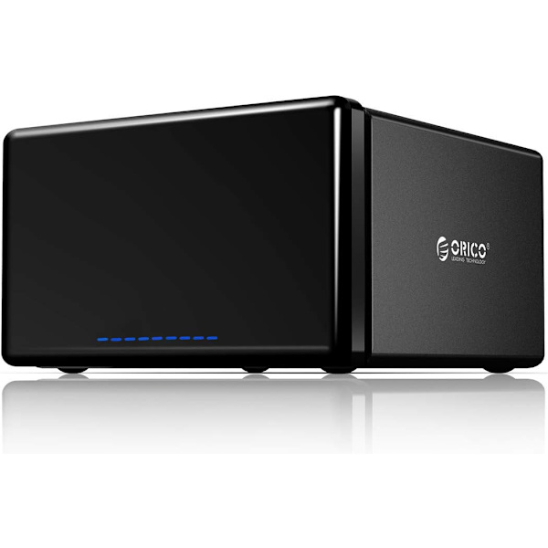 8-fack chassi i aluminium, typ C, 3,5 tum till SATA III, hårddiskkabinett för verktygsfri installation, HDD SSD-lagringsfodral, 8-fack lagringsutrymme upp till 128 TB -