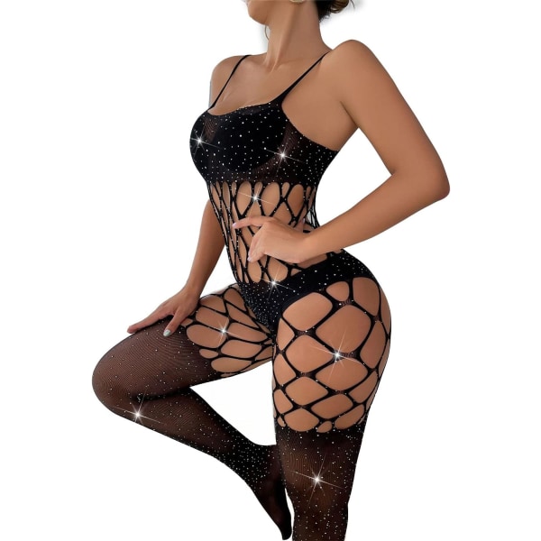 &myaboys Damstrumpor i fisknät Bodystocking Sexig Lingerie Bodysuit Damunderkläder Fisknät Sexiga Strumpor Svart Flash