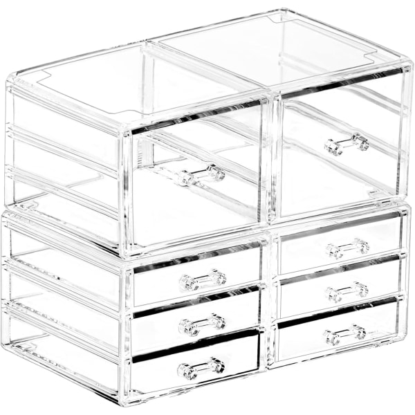 akryl Förpackning med 2 Stapelbar akryllåda Organizer Pod Tepåse Organizer, Tydliga lådor, Tydlig organisation och badrum för juvelerare