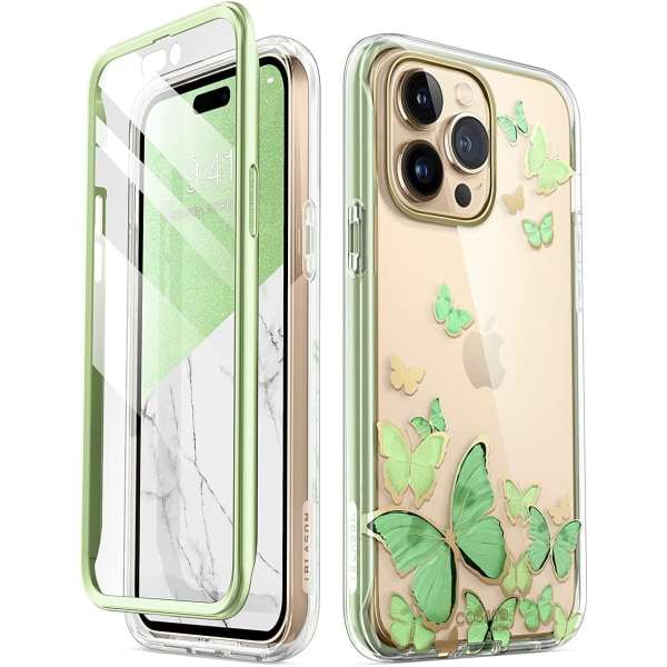 lason Cosmo Series- case för iPhone 14 Pro 6,1 tum (2022-utgåvan), tunt snyggt case för hela kroppen med inbyggd myntafluga