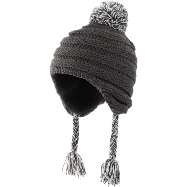 racy Toddler Earflap Beanie för pojkar flickor barn Sherpa fodrad vinter stickad mössa mörkgrå 1-3T