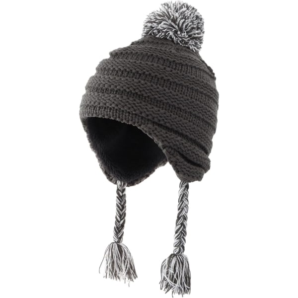 racy Toddler Earflap Beanie för pojkar flickor barn Sherpa fodrad vinter stickad mössa mörkgrå 3-8 år