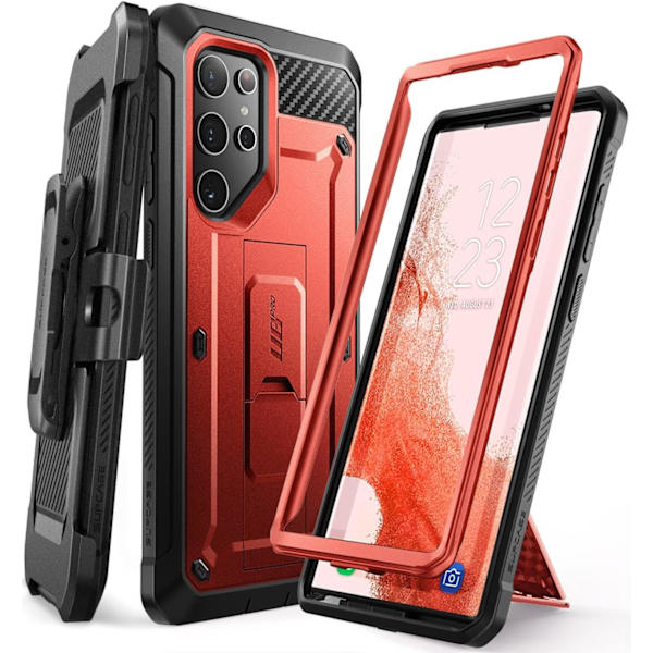 CASE Unicorn Beetle Pro Series Fodral Designad för Samsung Galaxy S22 Ultra 5G (2022 Release), Helkropp Dubbel Lager Robust Ruddy