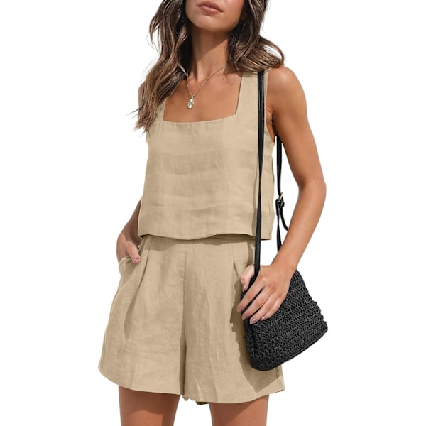 N Damkläder Två Delade Outfits Linne Matchande Set 2 Delade Lounge Shorts Crop Tank Tops 2023 Trendiga Kläder Sommarsemester