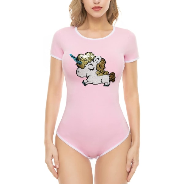 iePlusU Bomullsknapp i grenen Bodysuits Vuxen Romper Basics Whtiepink 3X-Large
